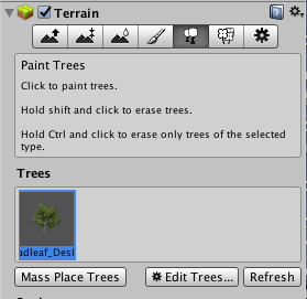 unity terrain edit tree